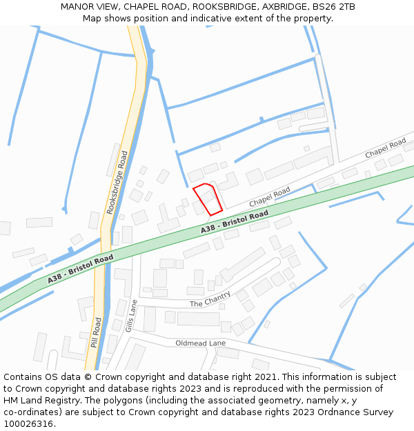 MANOR VIEW, CHAPEL ROAD, ROOKSBRIDGE, AXBRIDGE, BS26 2TB: Location map and indicative extent of plot