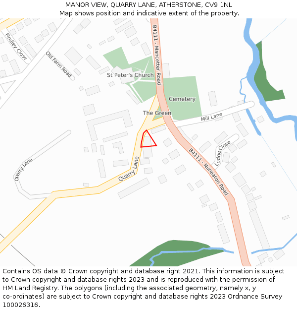 MANOR VIEW, QUARRY LANE, ATHERSTONE, CV9 1NL: Location map and indicative extent of plot