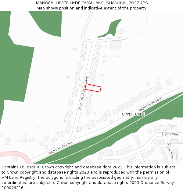 MANORA, UPPER HYDE FARM LANE, SHANKLIN, PO37 7PS: Location map and indicative extent of plot