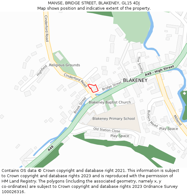 MANSE, BRIDGE STREET, BLAKENEY, GL15 4DJ: Location map and indicative extent of plot