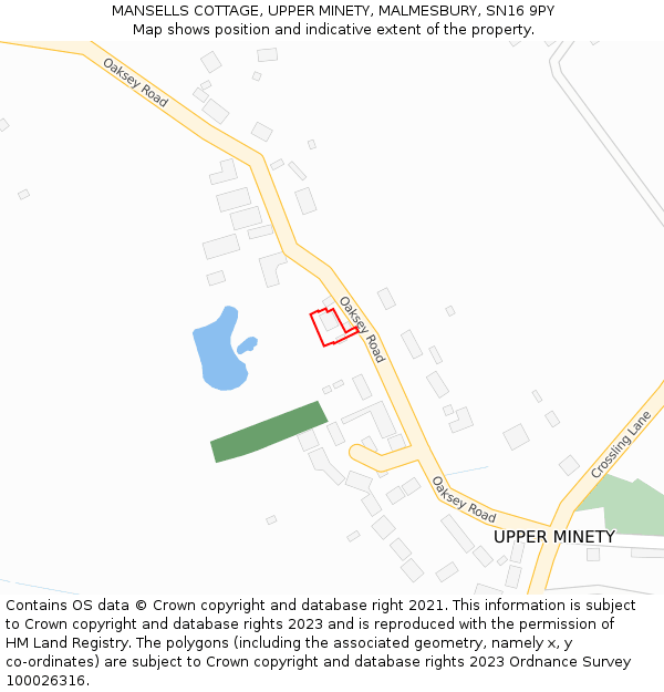 MANSELLS COTTAGE, UPPER MINETY, MALMESBURY, SN16 9PY: Location map and indicative extent of plot