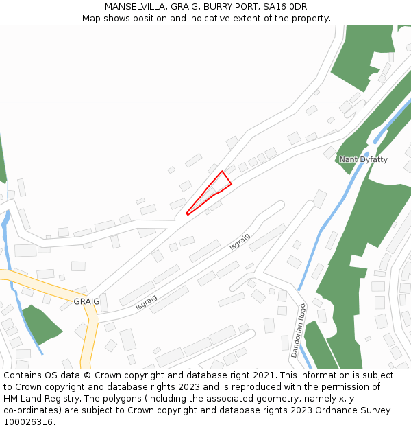 MANSELVILLA, GRAIG, BURRY PORT, SA16 0DR: Location map and indicative extent of plot