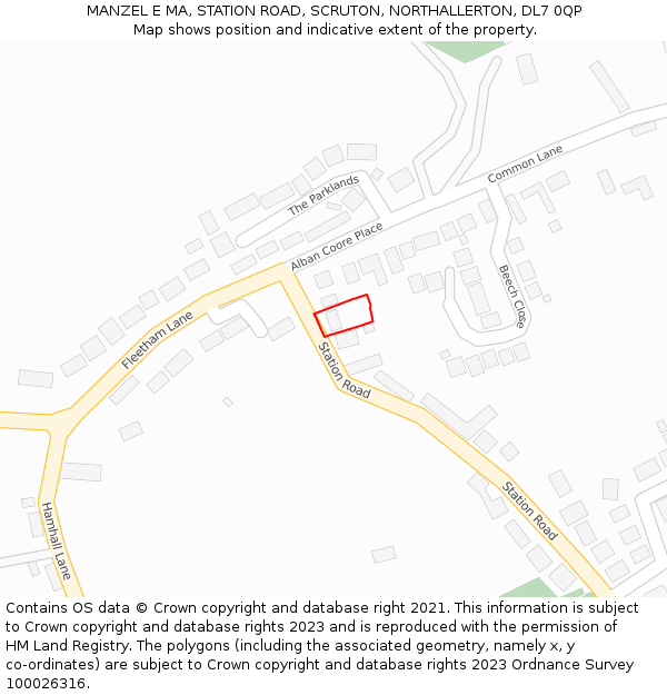 MANZEL E MA, STATION ROAD, SCRUTON, NORTHALLERTON, DL7 0QP: Location map and indicative extent of plot