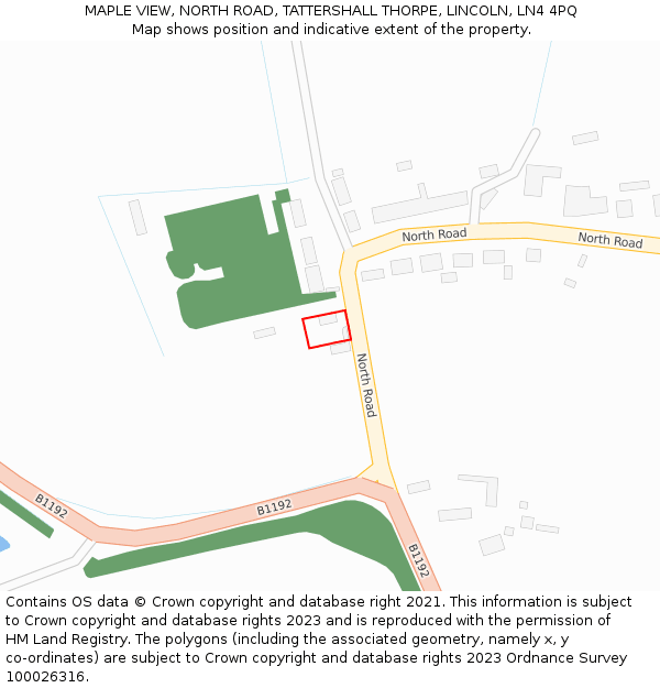 MAPLE VIEW, NORTH ROAD, TATTERSHALL THORPE, LINCOLN, LN4 4PQ: Location map and indicative extent of plot