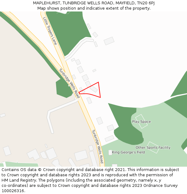 MAPLEHURST, TUNBRIDGE WELLS ROAD, MAYFIELD, TN20 6PJ: Location map and indicative extent of plot