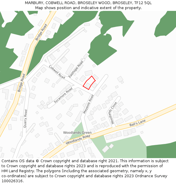 MARBURY, COBWELL ROAD, BROSELEY WOOD, BROSELEY, TF12 5QL: Location map and indicative extent of plot