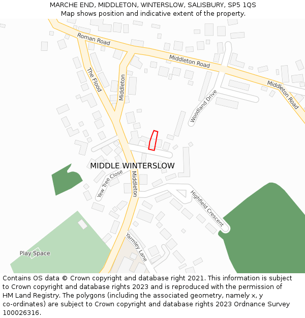 MARCHE END, MIDDLETON, WINTERSLOW, SALISBURY, SP5 1QS: Location map and indicative extent of plot