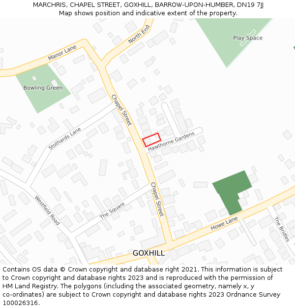 MARCHRIS, CHAPEL STREET, GOXHILL, BARROW-UPON-HUMBER, DN19 7JJ: Location map and indicative extent of plot