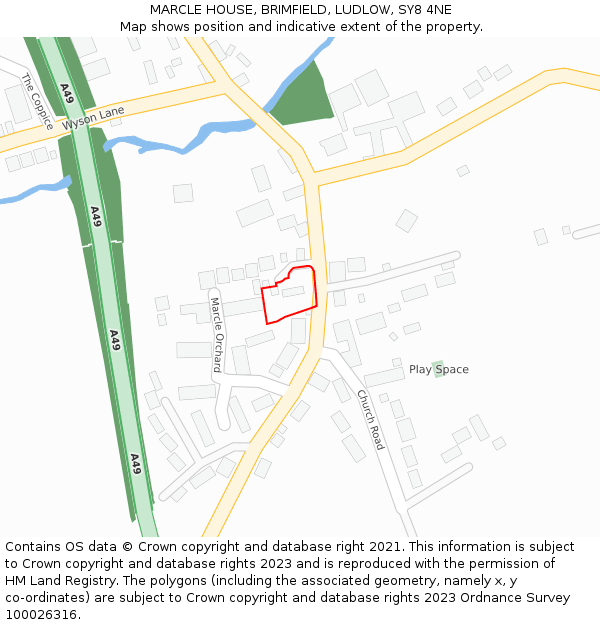 MARCLE HOUSE, BRIMFIELD, LUDLOW, SY8 4NE: Location map and indicative extent of plot