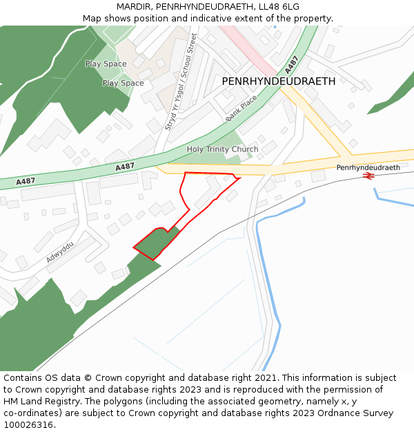 MARDIR, PENRHYNDEUDRAETH, LL48 6LG: Location map and indicative extent of plot