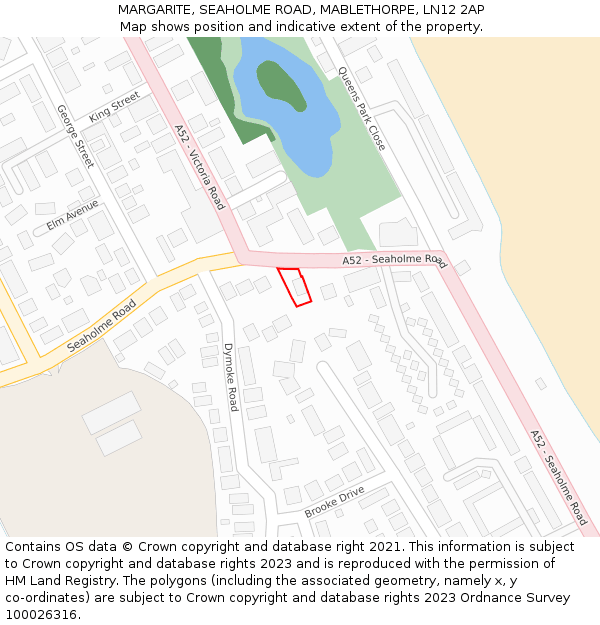 MARGARITE, SEAHOLME ROAD, MABLETHORPE, LN12 2AP: Location map and indicative extent of plot