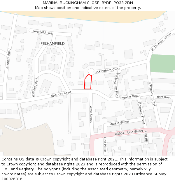 MARINA, BUCKINGHAM CLOSE, RYDE, PO33 2DN: Location map and indicative extent of plot