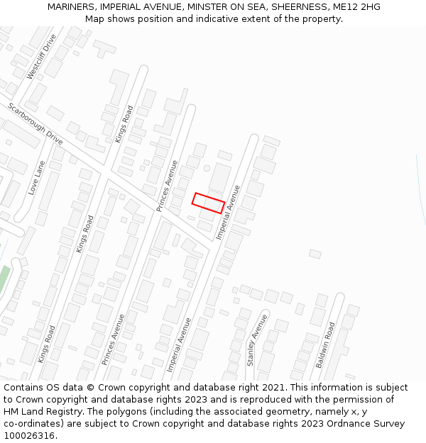 MARINERS, IMPERIAL AVENUE, MINSTER ON SEA, SHEERNESS, ME12 2HG: Location map and indicative extent of plot