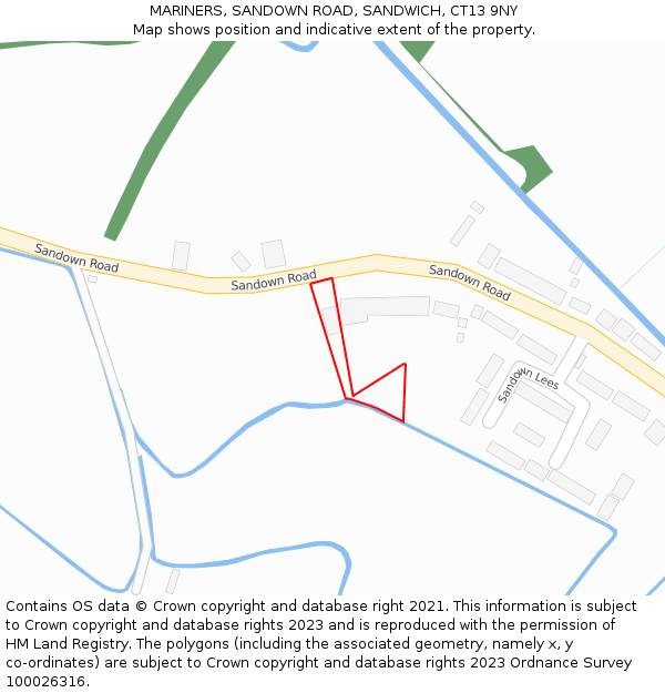 MARINERS, SANDOWN ROAD, SANDWICH, CT13 9NY: Location map and indicative extent of plot