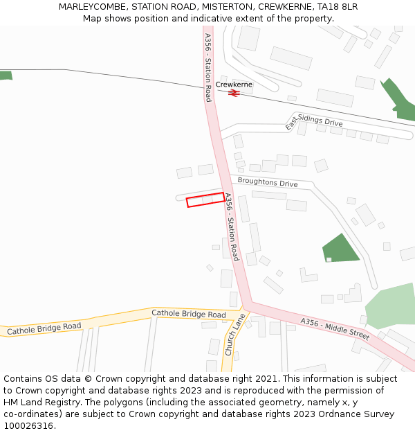 MARLEYCOMBE, STATION ROAD, MISTERTON, CREWKERNE, TA18 8LR: Location map and indicative extent of plot