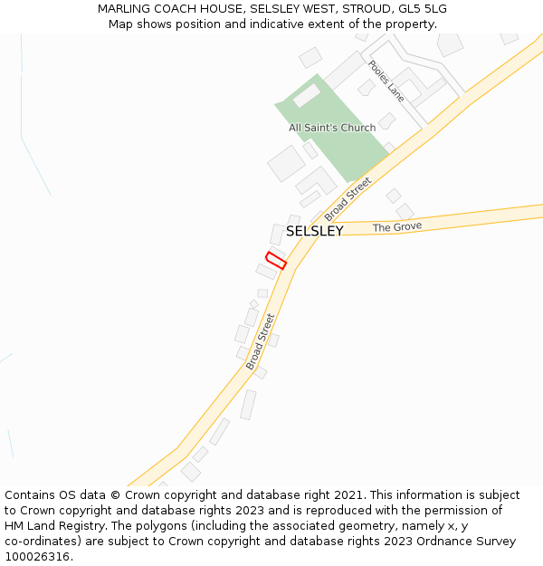MARLING COACH HOUSE, SELSLEY WEST, STROUD, GL5 5LG: Location map and indicative extent of plot