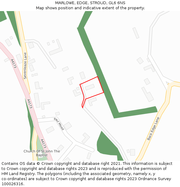 MARLOWE, EDGE, STROUD, GL6 6NS: Location map and indicative extent of plot