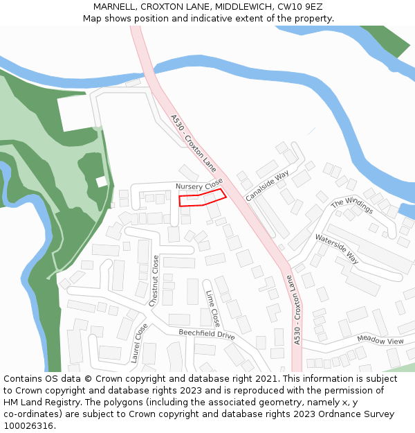 MARNELL, CROXTON LANE, MIDDLEWICH, CW10 9EZ: Location map and indicative extent of plot