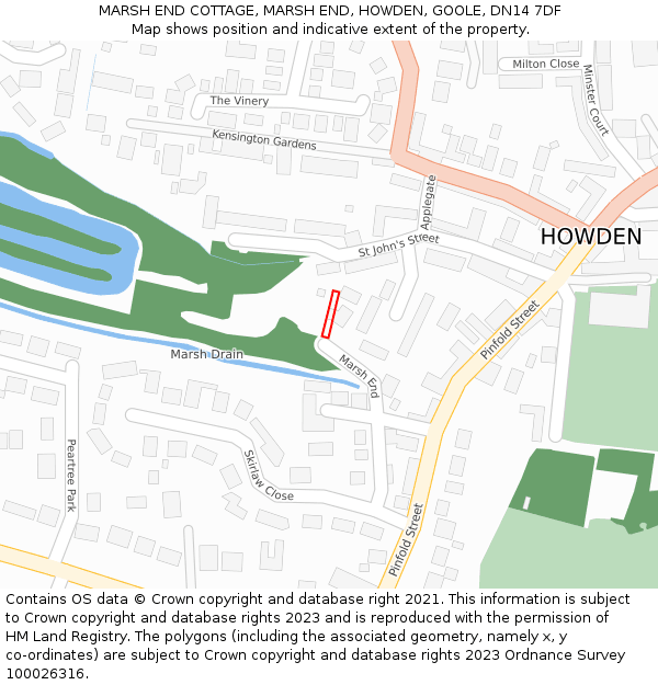 MARSH END COTTAGE, MARSH END, HOWDEN, GOOLE, DN14 7DF: Location map and indicative extent of plot