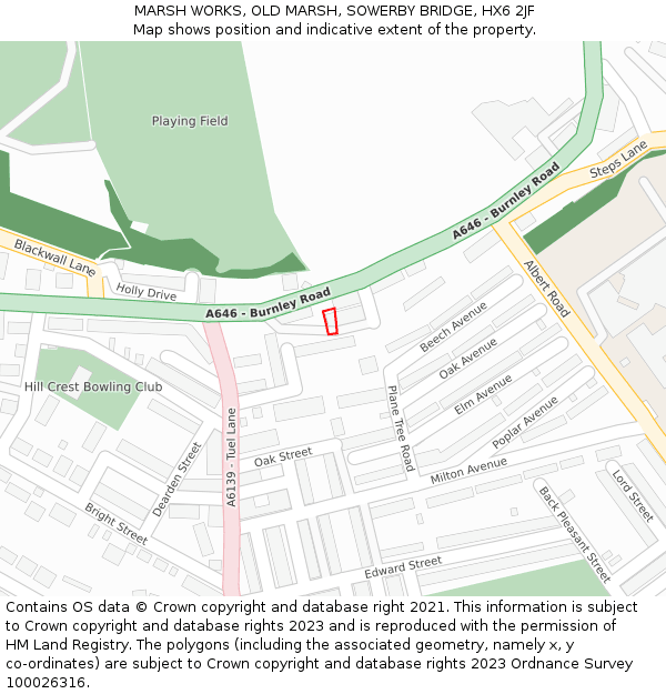 MARSH WORKS, OLD MARSH, SOWERBY BRIDGE, HX6 2JF: Location map and indicative extent of plot