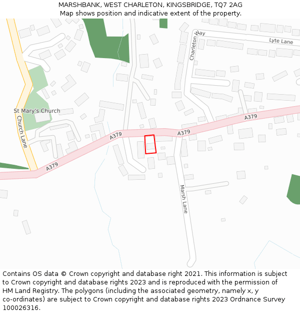 MARSHBANK, WEST CHARLETON, KINGSBRIDGE, TQ7 2AG: Location map and indicative extent of plot