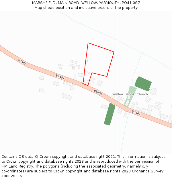 MARSHFIELD, MAIN ROAD, WELLOW, YARMOUTH, PO41 0SZ: Location map and indicative extent of plot