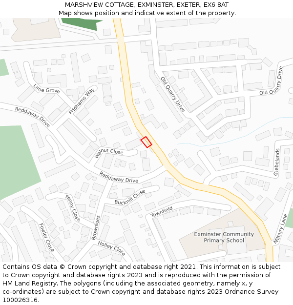 MARSHVIEW COTTAGE, EXMINSTER, EXETER, EX6 8AT: Location map and indicative extent of plot
