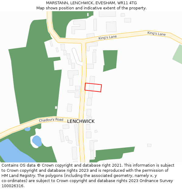 MARSTANN, LENCHWICK, EVESHAM, WR11 4TG: Location map and indicative extent of plot