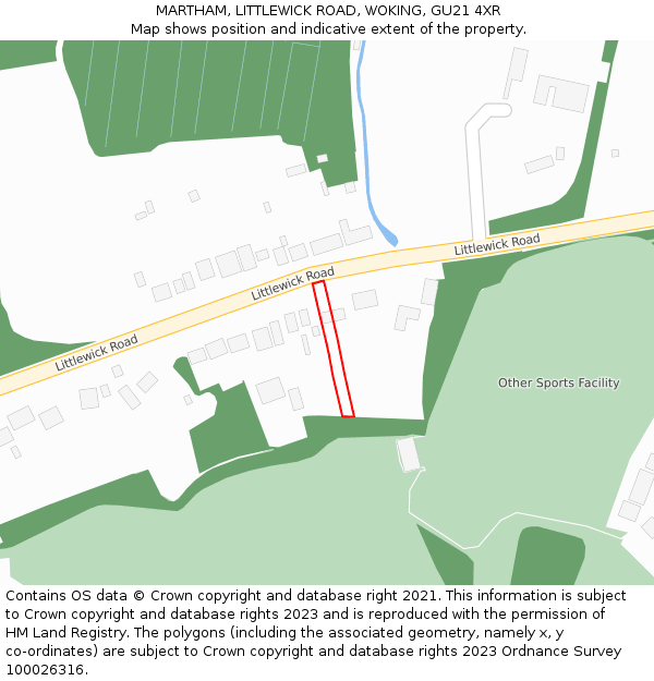 MARTHAM, LITTLEWICK ROAD, WOKING, GU21 4XR: Location map and indicative extent of plot