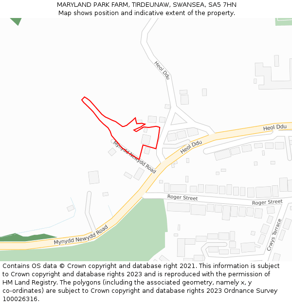 MARYLAND PARK FARM, TIRDEUNAW, SWANSEA, SA5 7HN: Location map and indicative extent of plot