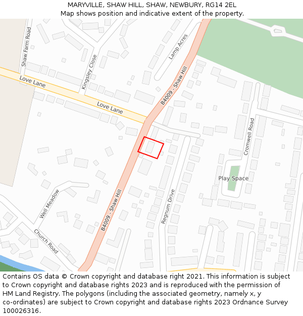 MARYVILLE, SHAW HILL, SHAW, NEWBURY, RG14 2EL: Location map and indicative extent of plot