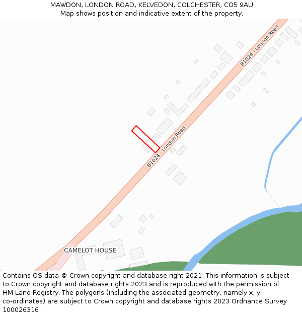 MAWDON, LONDON ROAD, KELVEDON, COLCHESTER, CO5 9AU: Location map and indicative extent of plot