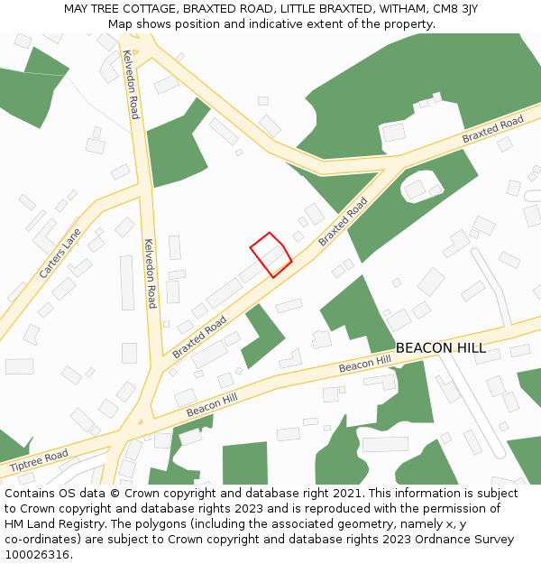 MAY TREE COTTAGE, BRAXTED ROAD, LITTLE BRAXTED, WITHAM, CM8 3JY: Location map and indicative extent of plot