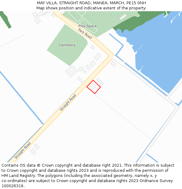 MAY VILLA, STRAIGHT ROAD, MANEA, MARCH, PE15 0NH: Location map and indicative extent of plot