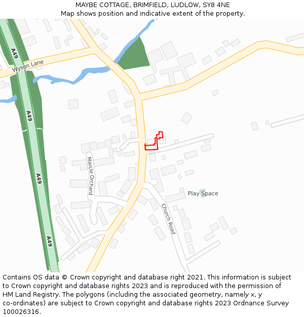 MAYBE COTTAGE, BRIMFIELD, LUDLOW, SY8 4NE: Location map and indicative extent of plot