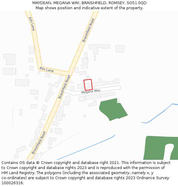 MAYDEAN, MEGANA WAY, BRAISHFIELD, ROMSEY, SO51 0QD: Location map and indicative extent of plot