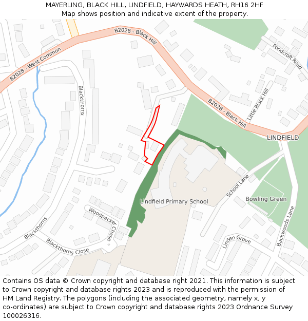 MAYERLING, BLACK HILL, LINDFIELD, HAYWARDS HEATH, RH16 2HF: Location map and indicative extent of plot