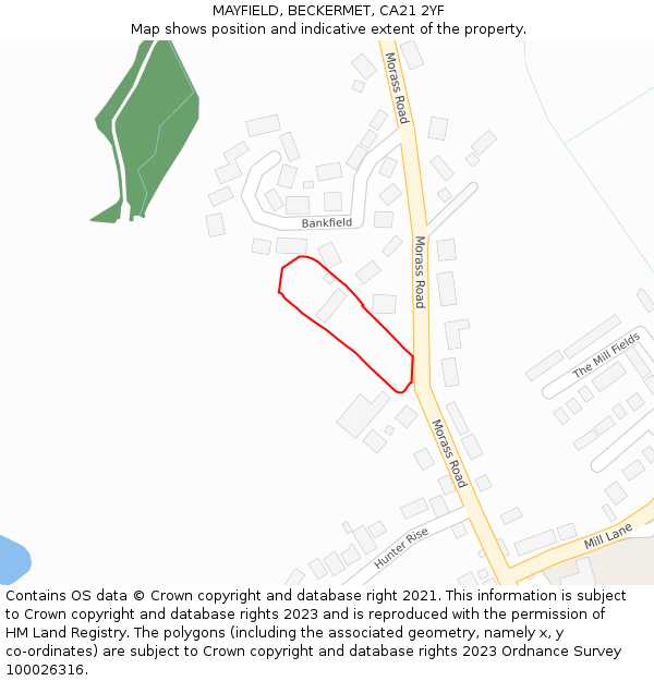 MAYFIELD, BECKERMET, CA21 2YF: Location map and indicative extent of plot