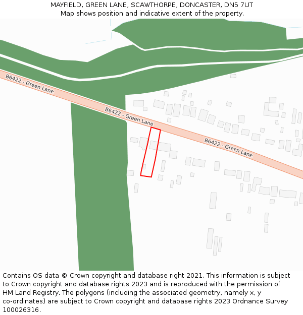 MAYFIELD, GREEN LANE, SCAWTHORPE, DONCASTER, DN5 7UT: Location map and indicative extent of plot