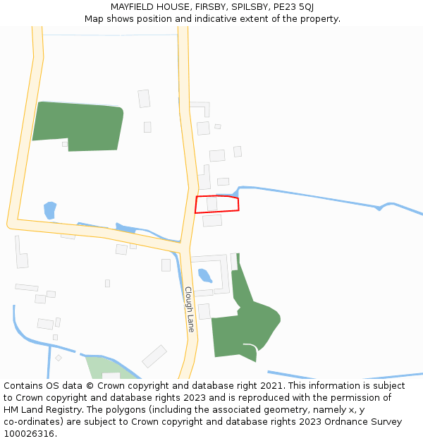 MAYFIELD HOUSE, FIRSBY, SPILSBY, PE23 5QJ: Location map and indicative extent of plot