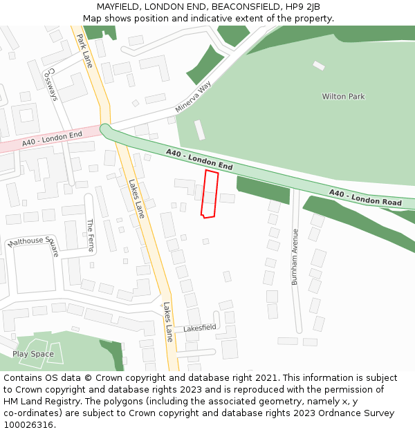 MAYFIELD, LONDON END, BEACONSFIELD, HP9 2JB: Location map and indicative extent of plot