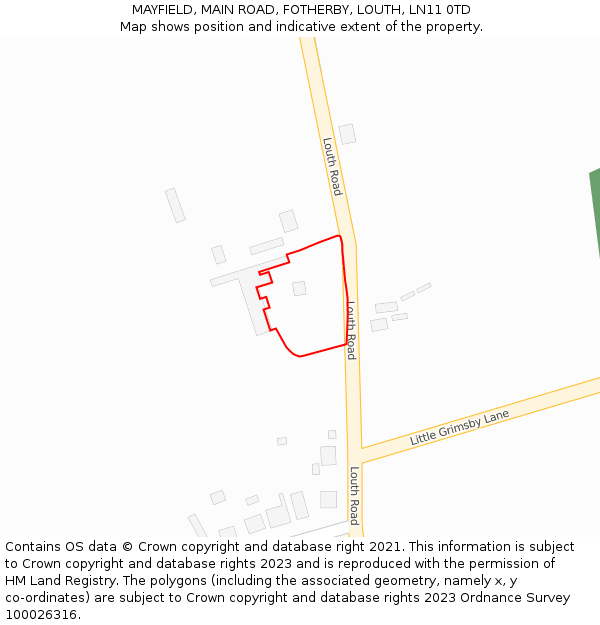 MAYFIELD, MAIN ROAD, FOTHERBY, LOUTH, LN11 0TD: Location map and indicative extent of plot