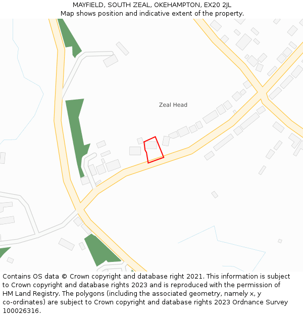 MAYFIELD, SOUTH ZEAL, OKEHAMPTON, EX20 2JL: Location map and indicative extent of plot