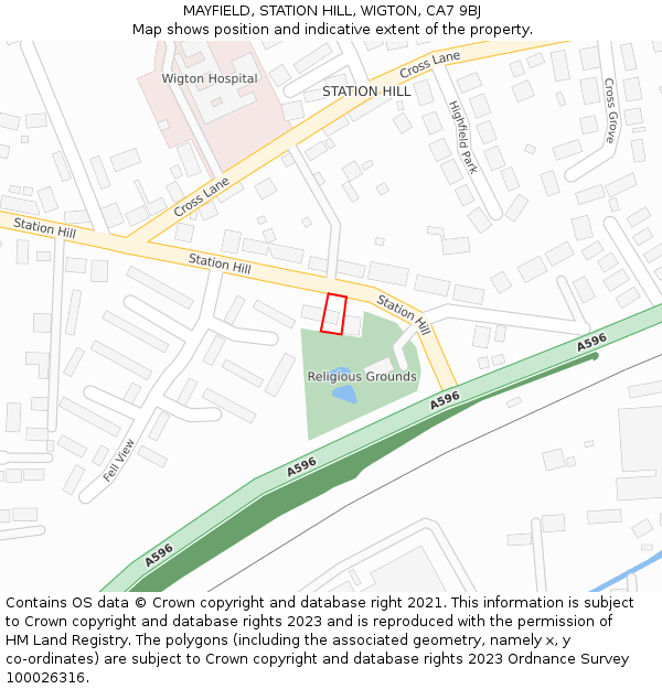 MAYFIELD, STATION HILL, WIGTON, CA7 9BJ: Location map and indicative extent of plot