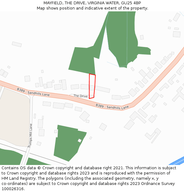 MAYFIELD, THE DRIVE, VIRGINIA WATER, GU25 4BP: Location map and indicative extent of plot