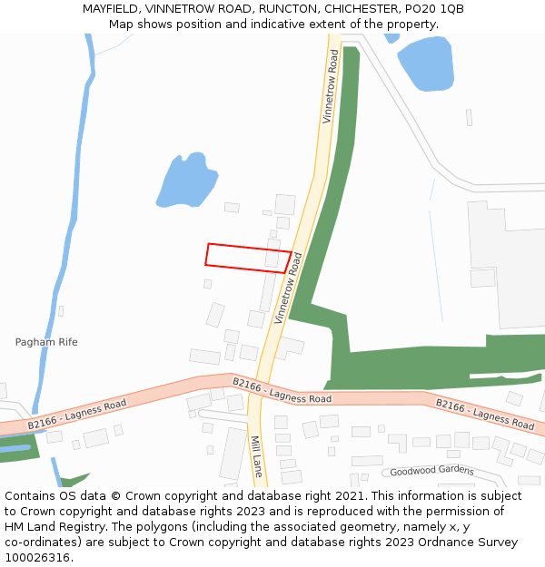 MAYFIELD, VINNETROW ROAD, RUNCTON, CHICHESTER, PO20 1QB: Location map and indicative extent of plot