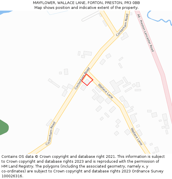 MAYFLOWER, WALLACE LANE, FORTON, PRESTON, PR3 0BB: Location map and indicative extent of plot