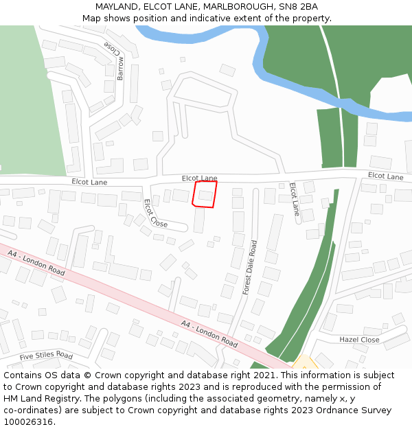 MAYLAND, ELCOT LANE, MARLBOROUGH, SN8 2BA: Location map and indicative extent of plot