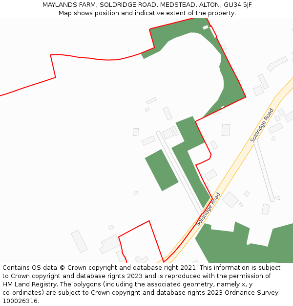 MAYLANDS FARM, SOLDRIDGE ROAD, MEDSTEAD, ALTON, GU34 5JF: Location map and indicative extent of plot