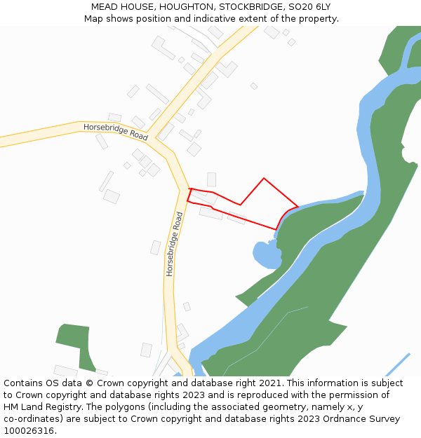 MEAD HOUSE, HOUGHTON, STOCKBRIDGE, SO20 6LY: Location map and indicative extent of plot